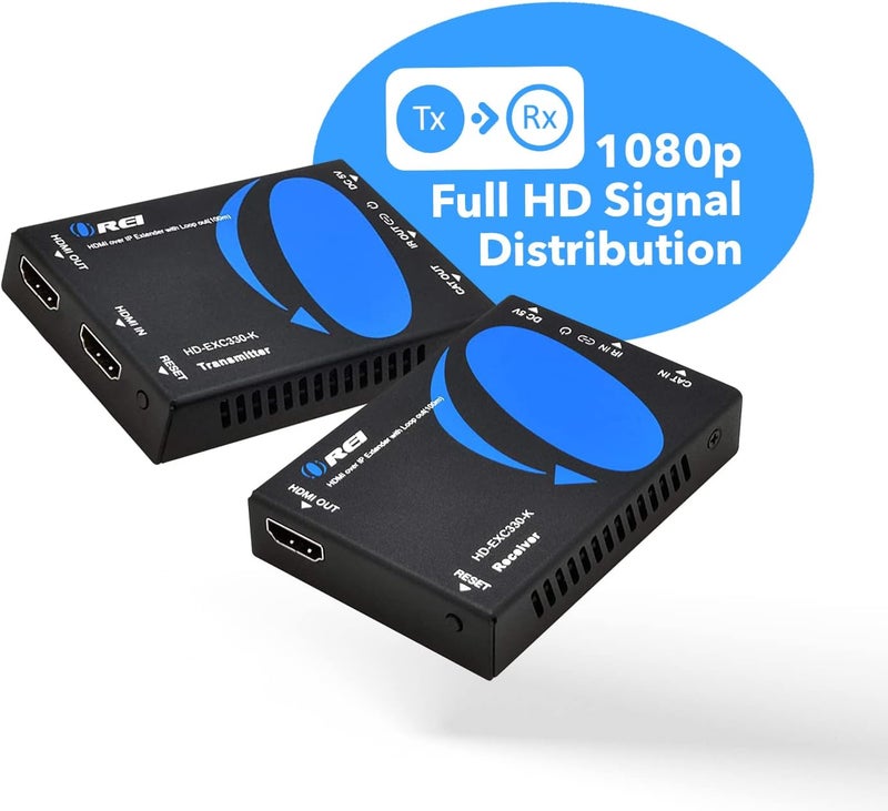 OREI HDMI over Ethernet Extender Over CAT5/CAT6 over IP one to many option, with IR Upto 330 Feet - Loop Out - 1080P Full HD Signal Distribution (HD-EXM330-K) - Image 2